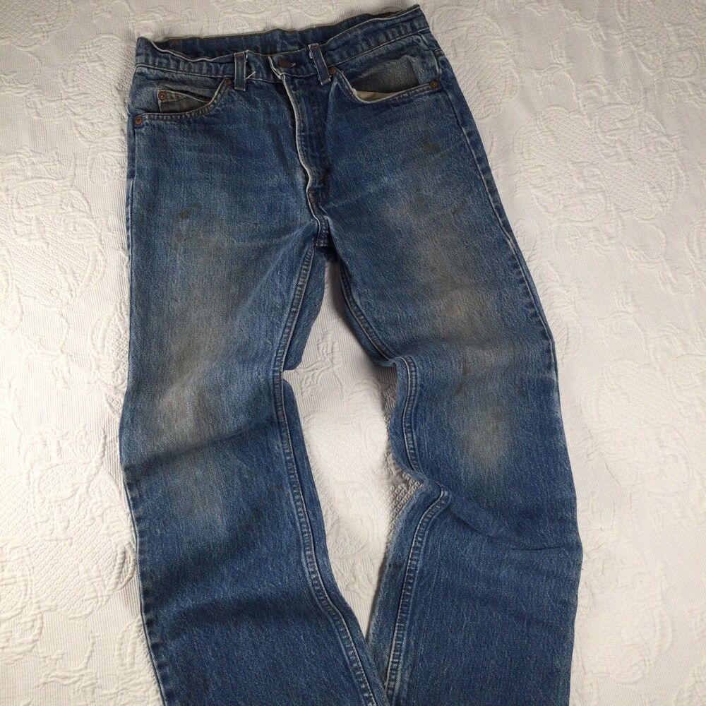 80s Vintage American Denim Jean Pants Men 31 Orange Tag Western Casual Levis 517